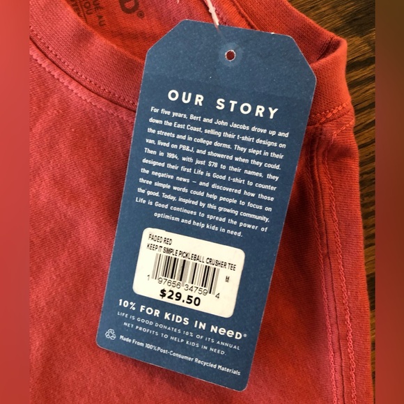 Life Is Good Men's Keep It Simple Pickleball Crusher Tee--Size M--New with Tags - Picture 3 of 3